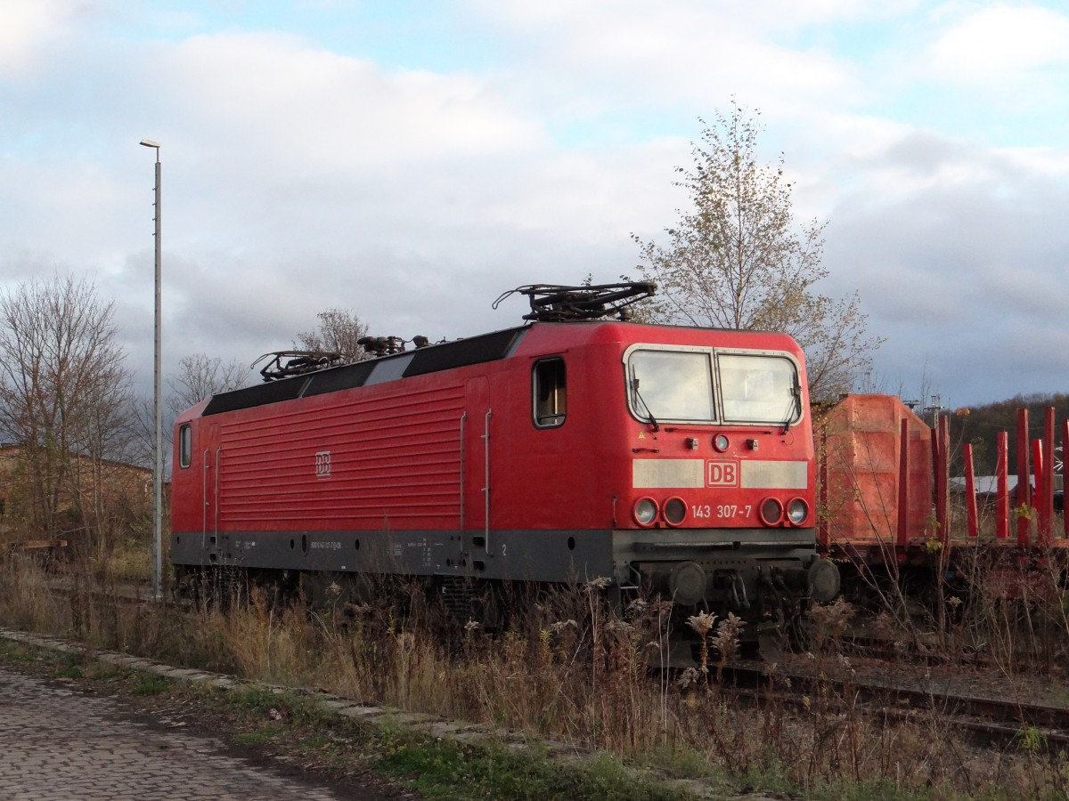 Am 07.11.13 kam die erste DB 143 307 mit einem Holzzug nach Plauen/Vogtl.