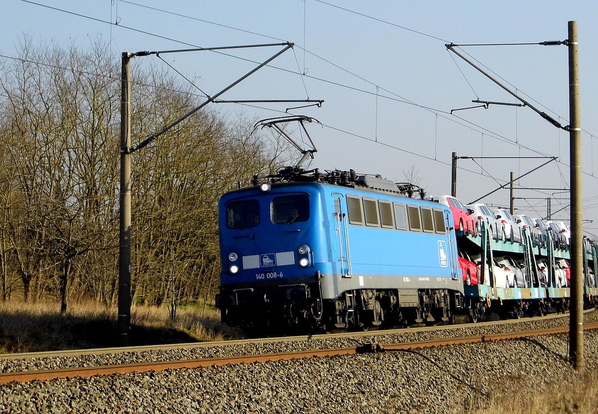 Am 08.02.2018 kam die 140 008-6 von der Press aus Richtung Stendal und fuhr weiter in Richtung Wittenberge . ( Schönen Gruß am TF )