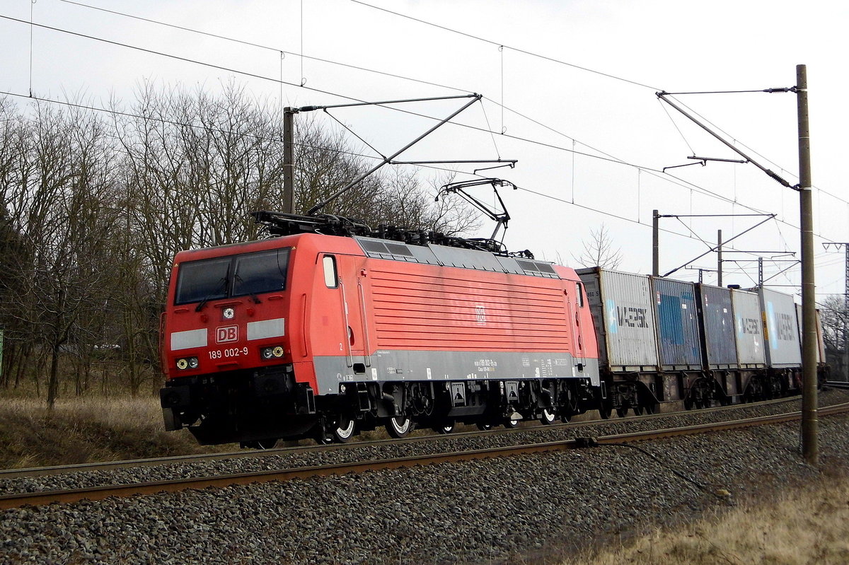 Am 09.03.2018 kam die 189 002-9 von DB Cargo Deutschland AG, aus Richtung Stendal und fuhr weiter in Richtung Wittenberge .