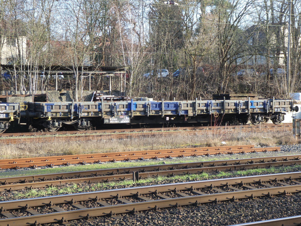 Am 10.1.2020 stand im Bf. Birkenwerder (Strecke Berlin-Rostock) auf dem ehemaligen Güterbahnhof eine lange Reihe von Res-Wagen. Der erste dieser Reihe war vom S-Bahnsteig als einziger klar einzusehen und nicht mit Graffitis beschmiert. Er trug die Wagennummer 31 RIV 80 D-WASCO 390 0 156-5. Wobei WASCO für den Waggonvermieter WASCOSA steht.