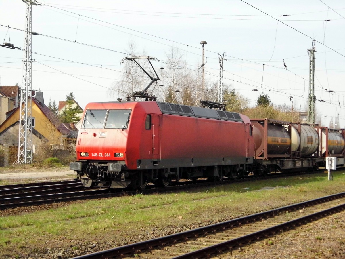 Am 11.04.2015 kam die 145-CL 014 von der XRAIL aus Richtung Hannover nach Stendal und fuhr weiter in Richtung Magdeburg .