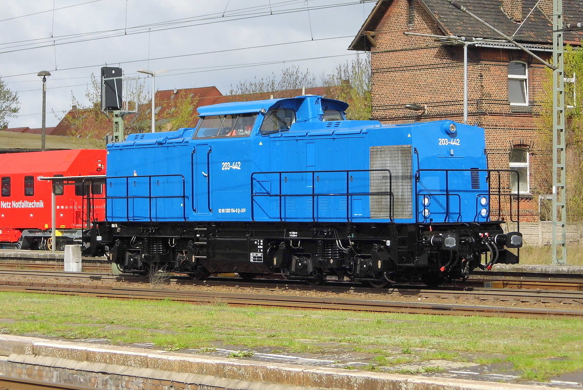 Am 11.04.2017 fuhr die 203 442-9 ( 203 154-0) von der JUV (ex ALS) von Stendal nach Gardelegen . 