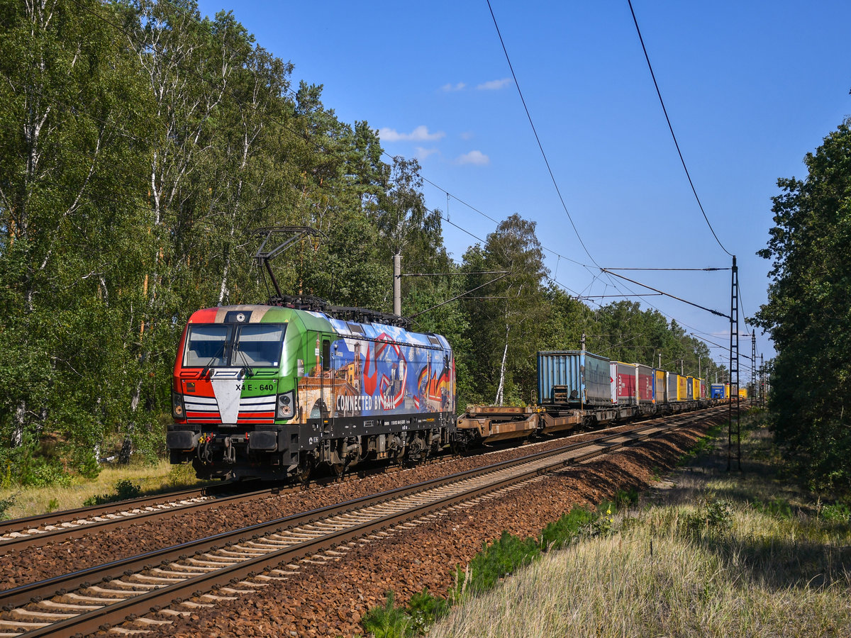Am: 11.09.2019 um: 13:13 fuhr der TXLogistik-Zug von Verona Qudrante Europa, Nach Rostock Seehafen. Der Zug war mit 193 640  DreiLänderLok/Connected by Rail  Bespannt.