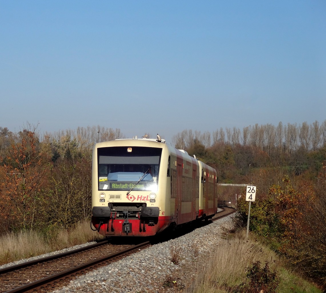 Am 1.11.13 war der VT47 mit dem VT216, welcher im Neulack verkehrt, als HzL nach Albstadt Ebingen unterwegs. 