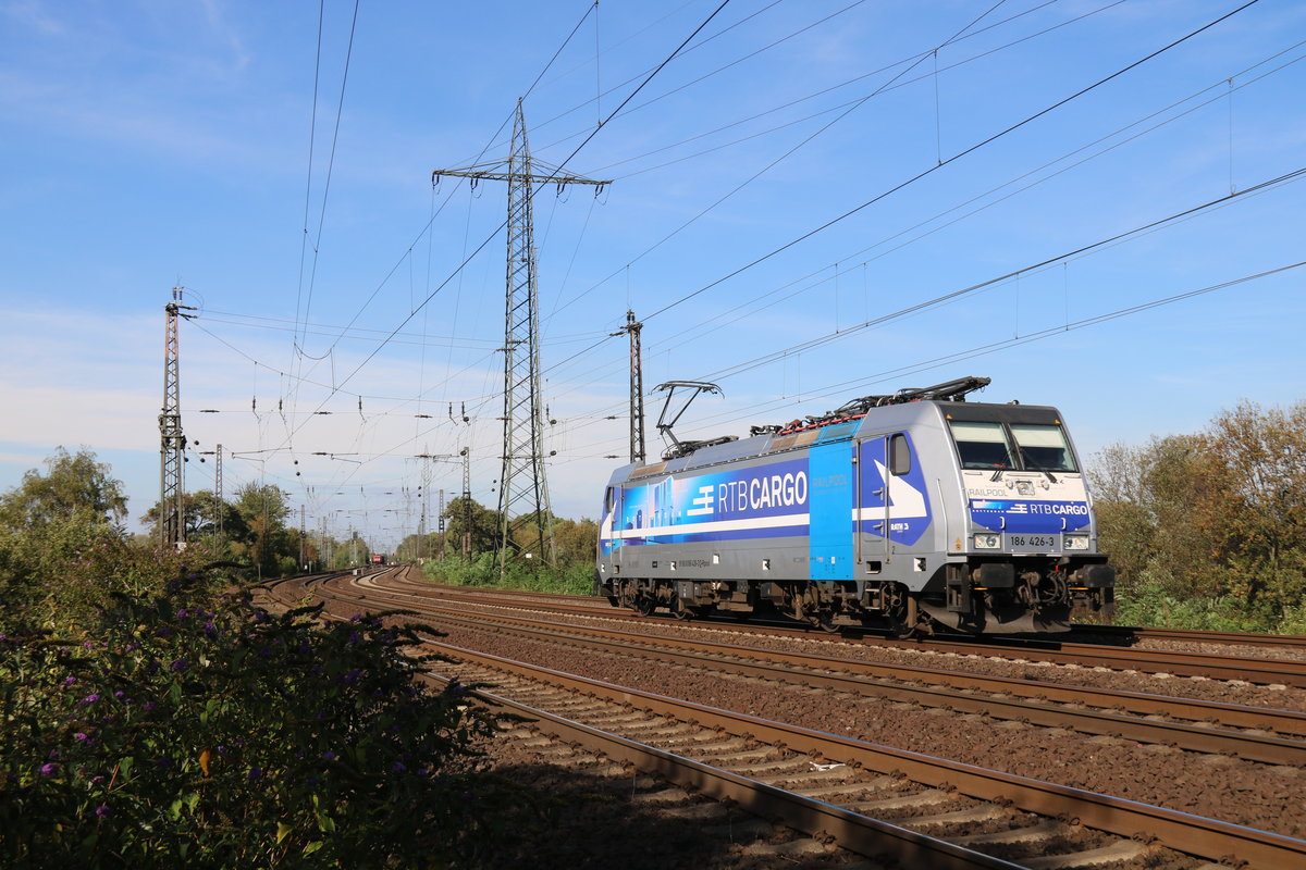 Am 11.9.18 bahnte sich RTB Cargos neue 186 426 am Abzweig Ruhrtal ihren Weg in Richtung Süden