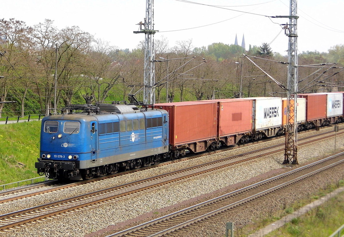 Am 12.05.2017 kam die 151 078-3 von der EGP aus Richtung Stendal und fuhr weiter in Richtung Wittenberge .