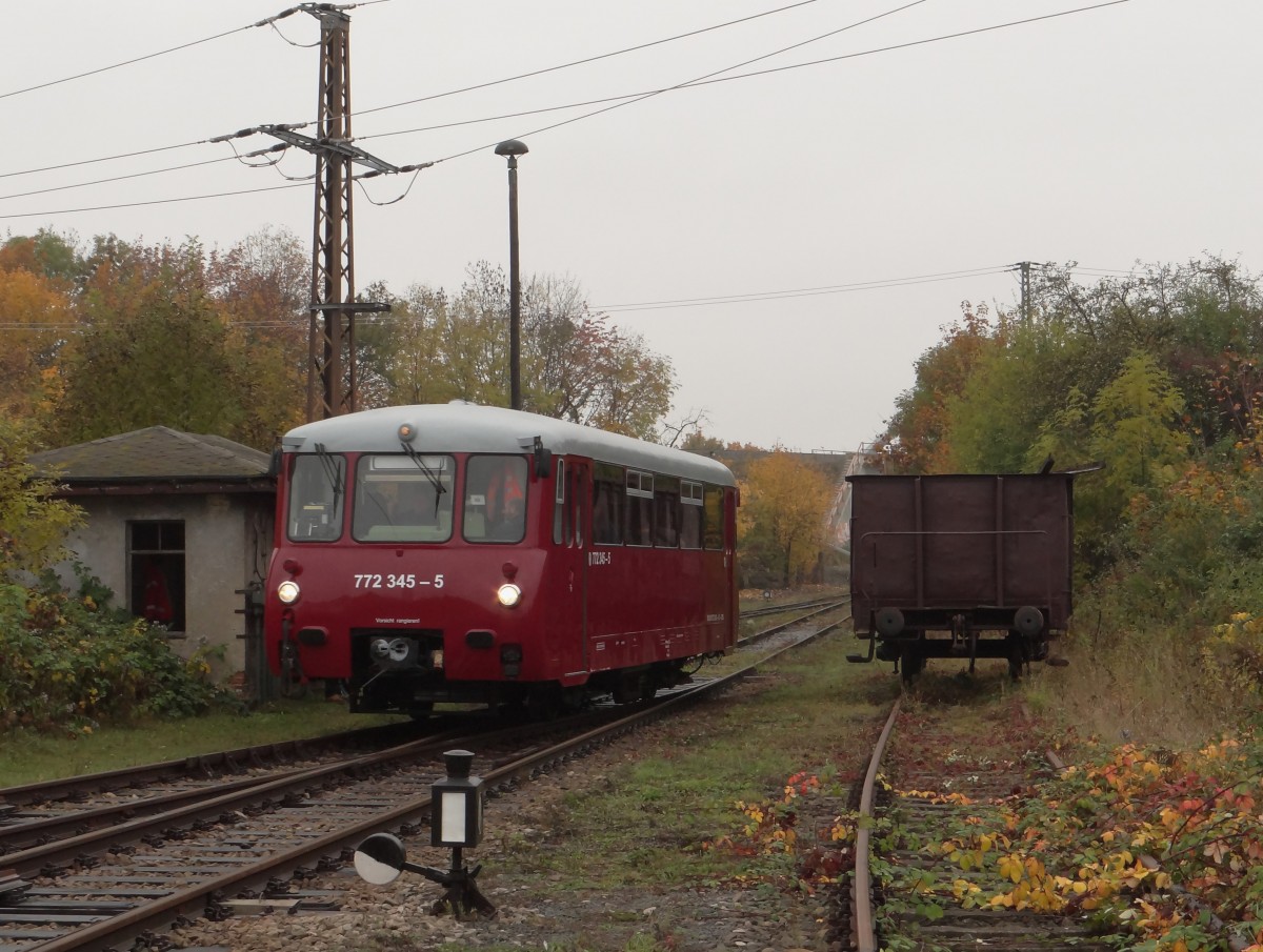 Am 12.10.13 fand beim TEV Weimar wieder ein BW Fest statt. Hier zusehen die neue Ferkeltaxe der EBS 772 345-5.