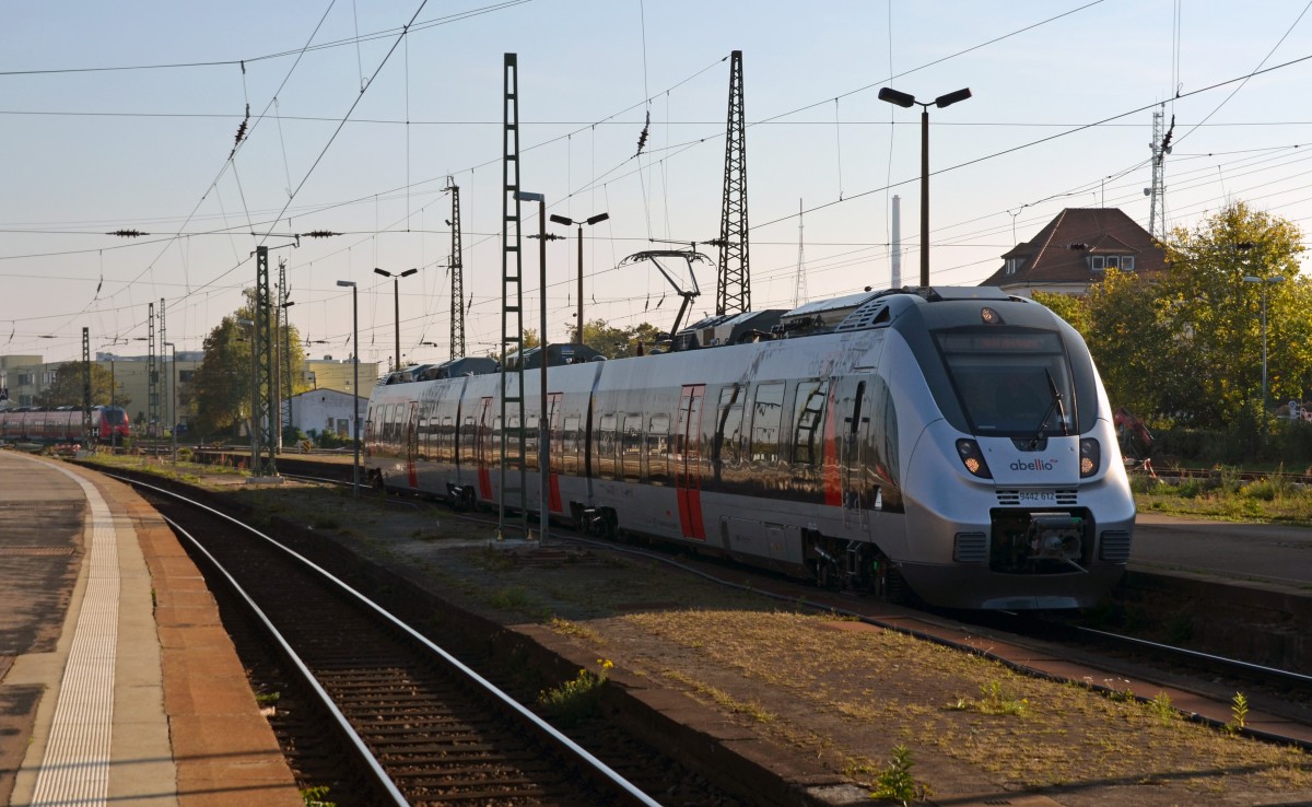 Am 12.10.15 erreichte 9442 612 der Abellio Mitteldeutschland im Rahmen einer Test- oder Personalschulungsfahrt den Hallenser Hauptbahnhof. 