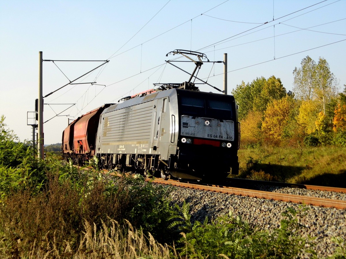 Am 12.10.2015 kam 189 455 von der DB (MRCE Dispolok) aus Richtung Wittenberge und fuhr weiter in Richtung Stendal .
