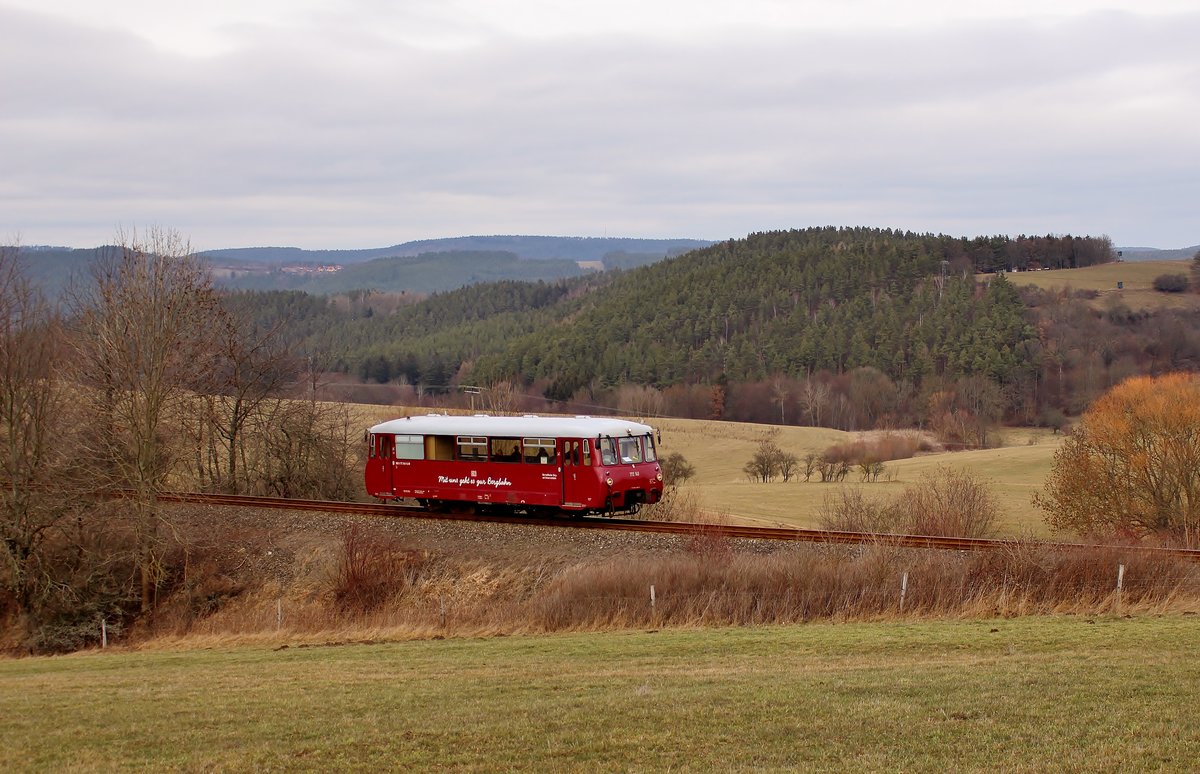Am 13.02.19 fuhr 772 140 wieder als ersatz für einen 641 zwischen Rottenbach und Katzhütte. Hier als RB 29885 in Bechstedt.