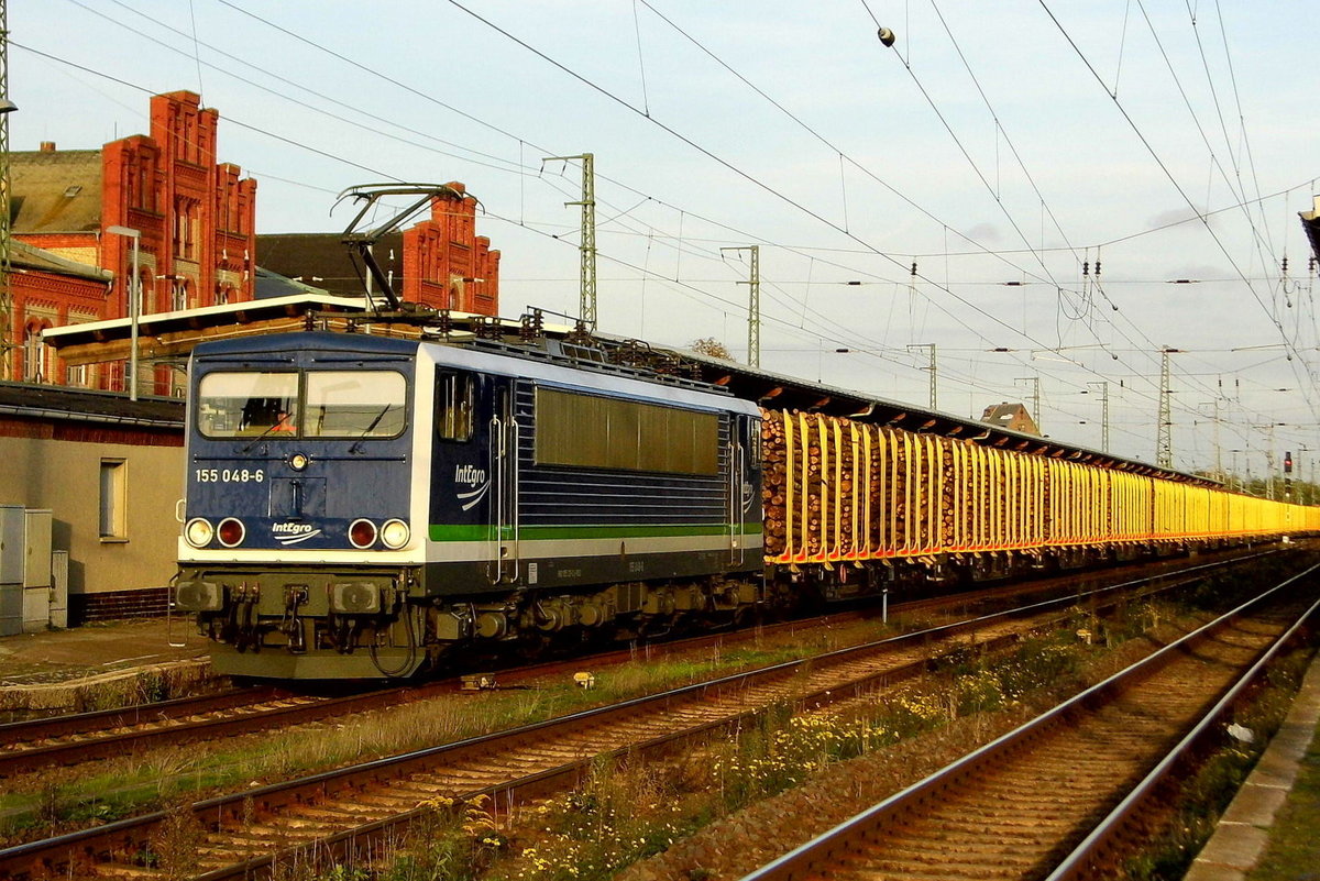 Am 13.10.2017 fuhr die 155 048-6 von der IntEgro (Press) von Frankfurt (Oder) nach Stendal und weiter nach Borstel .