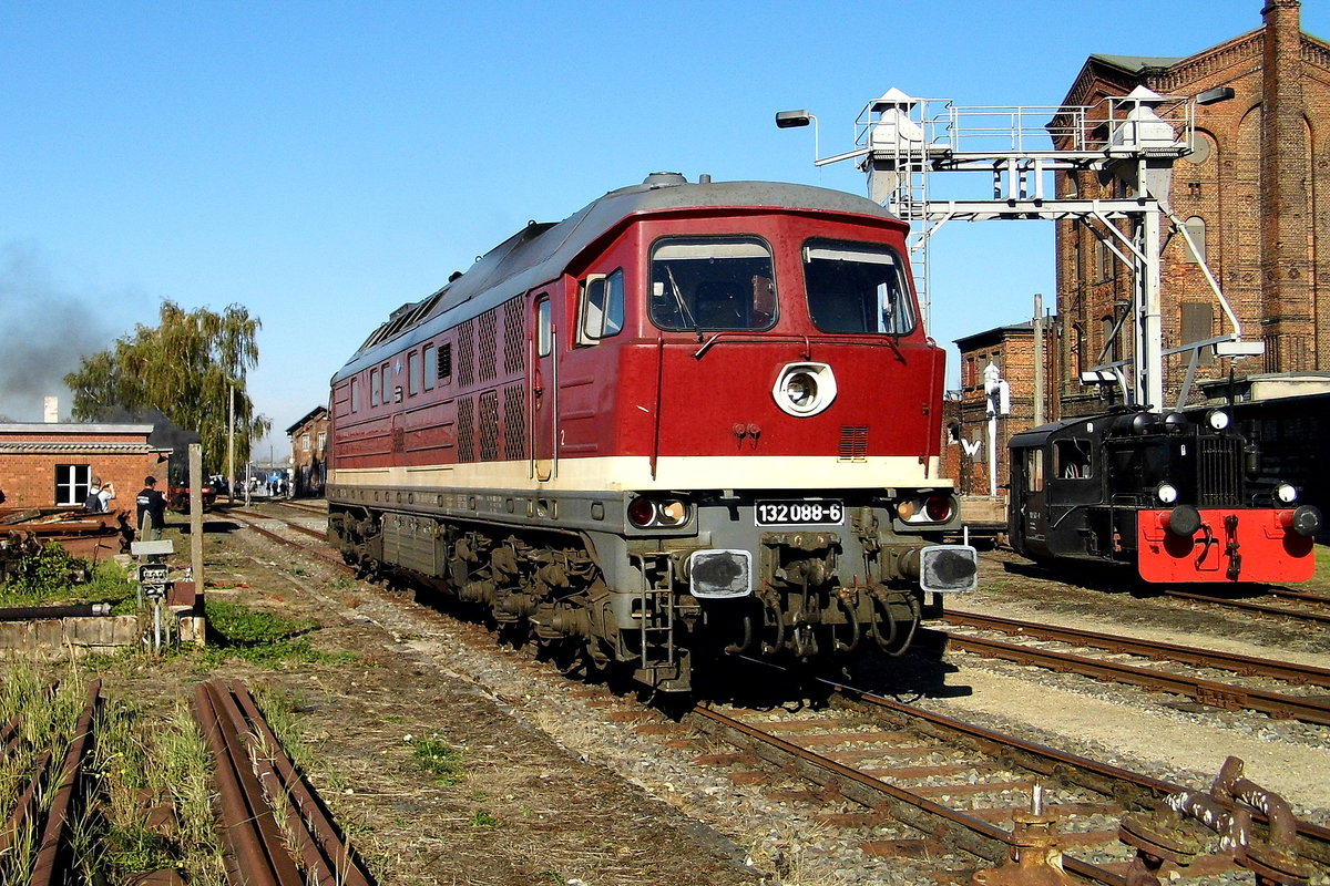 Am 13.10.2018 fuhr die 132 088-6 von der SRS - Salzland Rail Service GmbH, in der Fahrzeugparade in Wittenberge . 