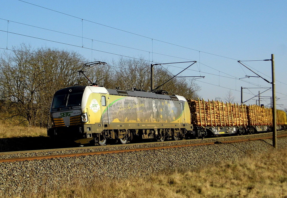 Am 14.02.2018 fuhr die 193 218-5 von der SETG (ELL) von Rostock weiter nach Borstel .