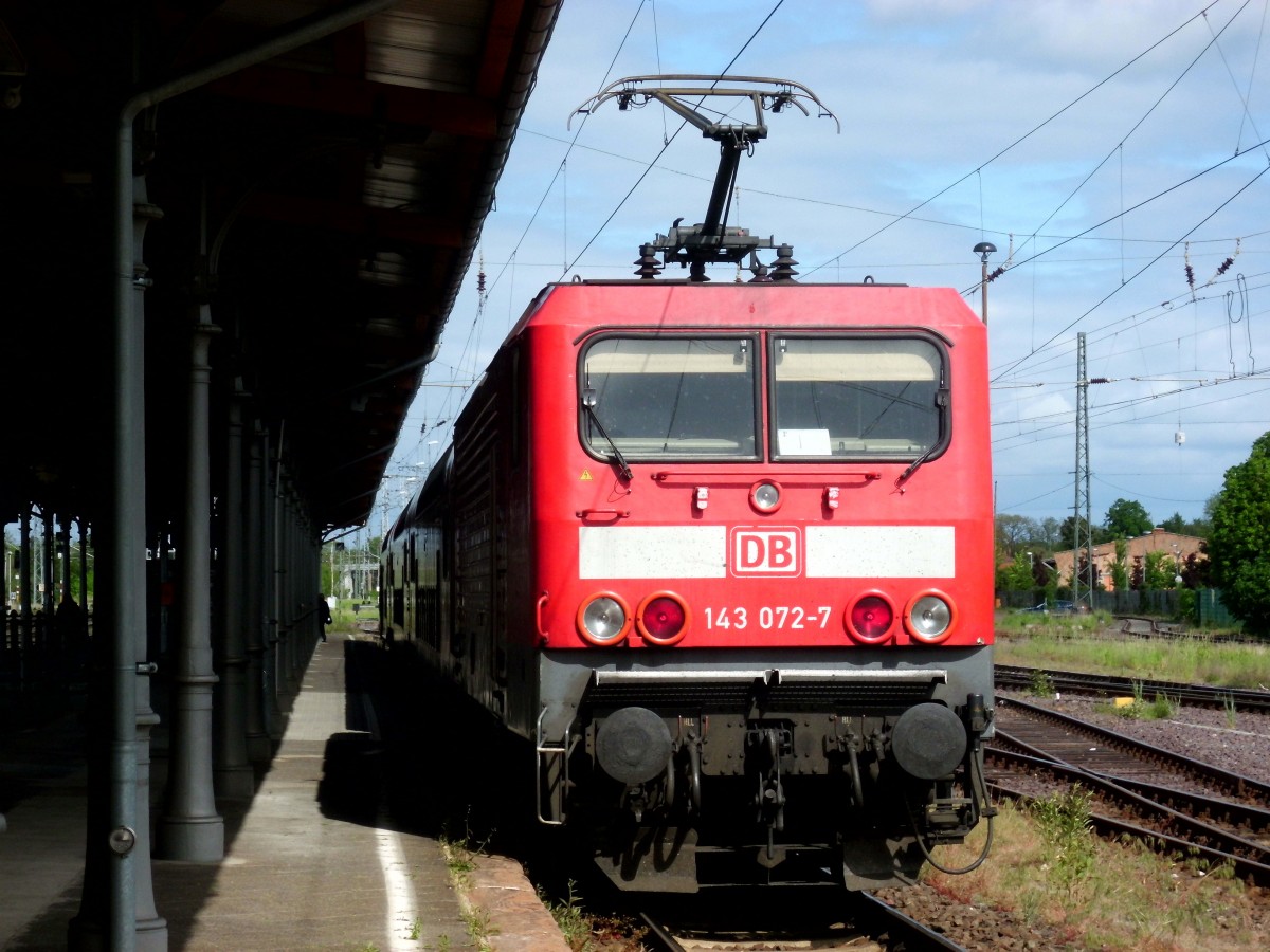 Am 14.05.2015 kam 143 072 mit ihrer RB 32 aus Richtung Salzwedel nach Stendal und fuhr wieder nach Salzwedel.