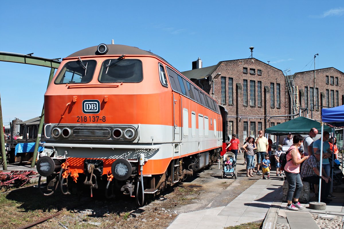 Am 14.06.2015 stand im DB Museum Koblenz Lützel die 218 137-8 mit der V36 107 zusammen und konntem von den Besuchern bewundert werden.