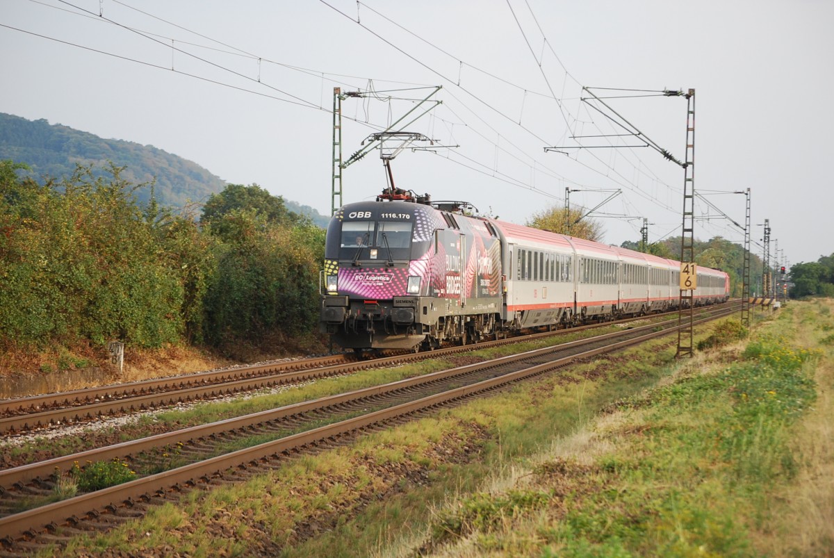 Am 15 August 2015 kam ÖBB 1116 170 mit dem EC 118 in Alsbach Hähnlein durch. 