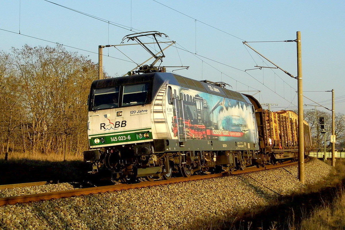 Am 15.02.2017 kam die 145 023-6 von der Press aus Richtung Stendal und fuhr nach Borstel .