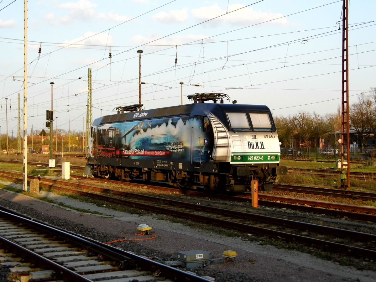 Am 15.04.2015 war die 145 023-6 von der Press in Stendal abgestellt .