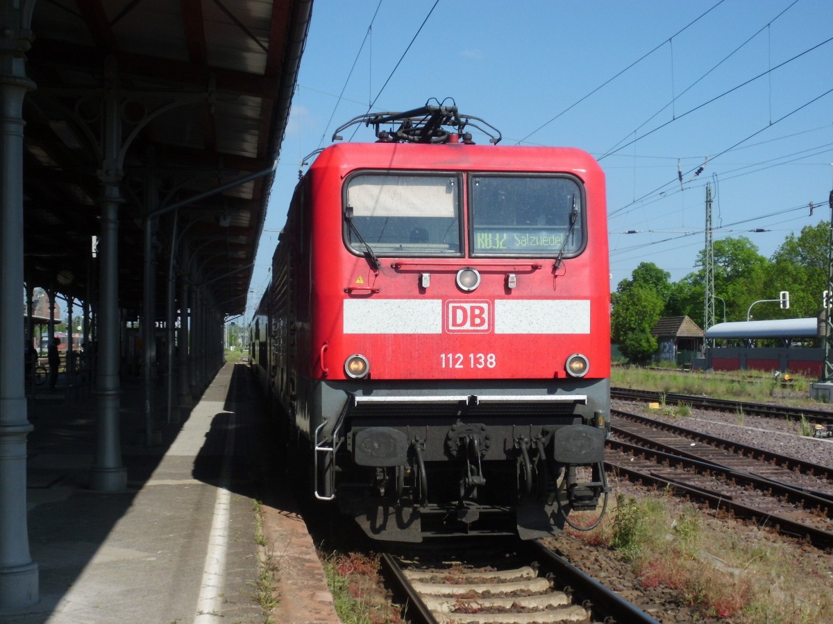 Am 15.05.2015 kam 112 138 mit ihrer RB 32 aus Richtung Salzwedel nach Stendal und fuhr wieder nach Salzwedel.
