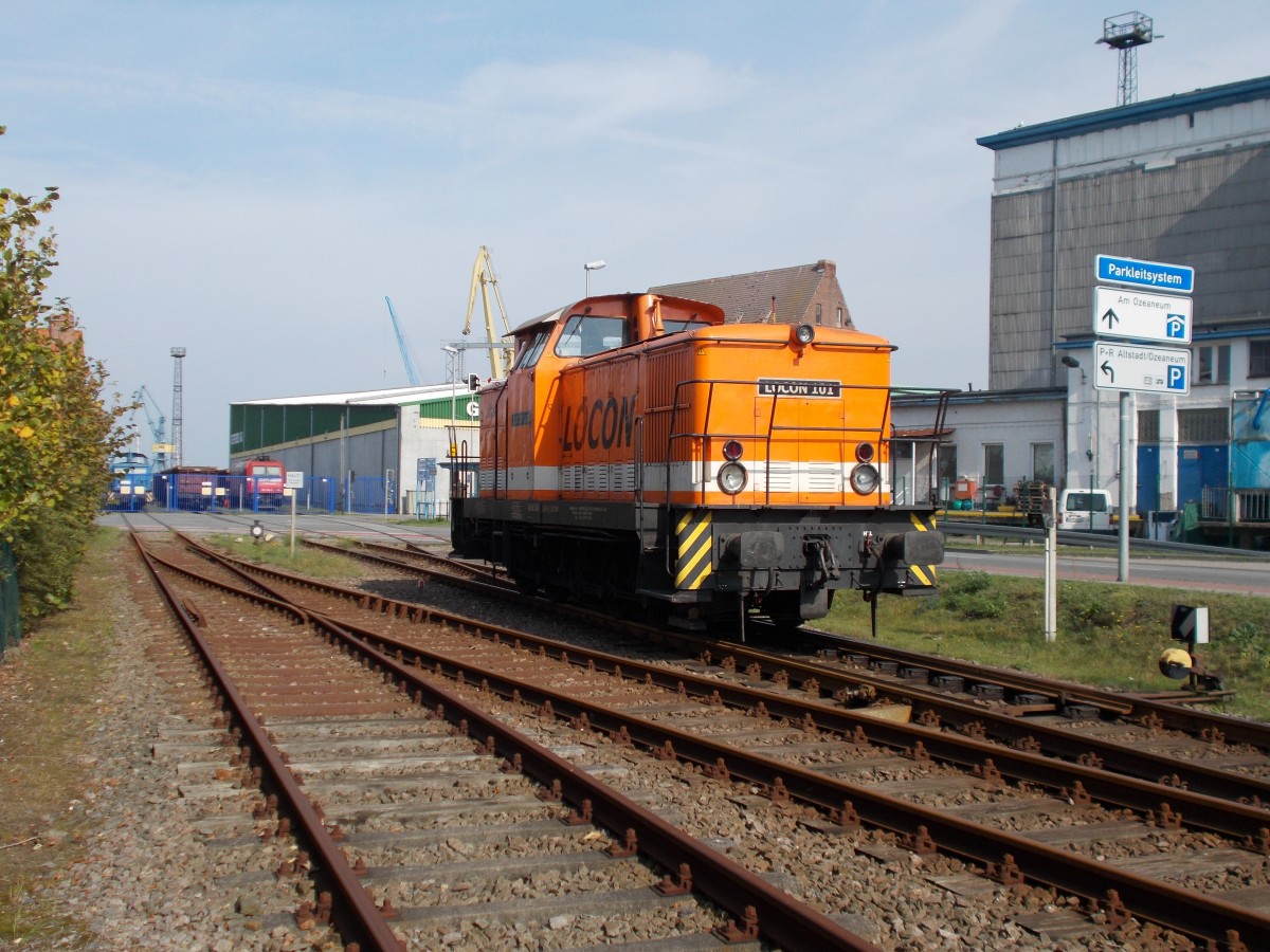 Am 15.September 2014 stand LOCON`s 101 im Stralsunder Übergabebereich zum Nord-und Südhafen.