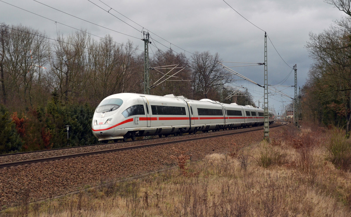 Am 16.01.18 rollte der ICE 1005 von Berlin kommend durch Burgkemnitz Richtung Halle(S).