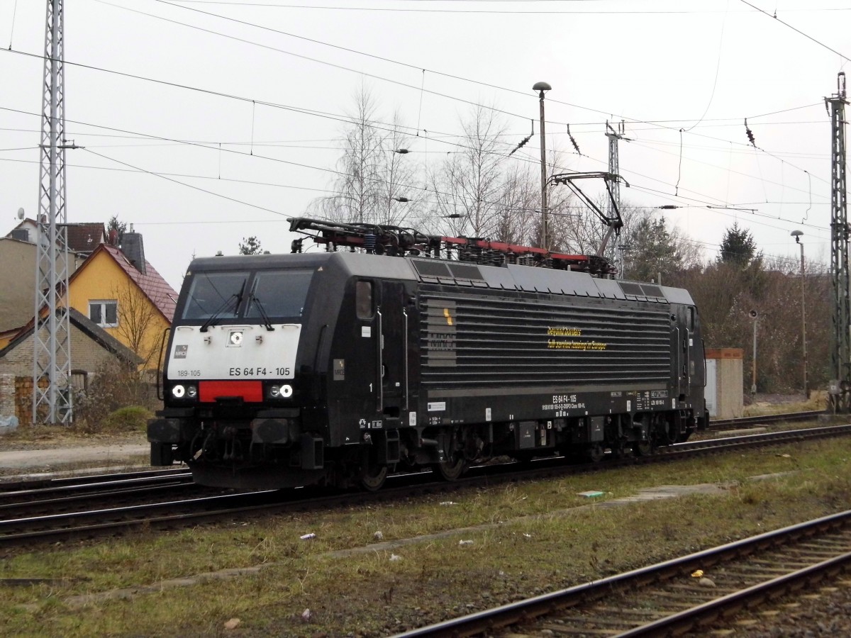 Am 16.03.2015 kam die 189 105 von der  LTE Netherlands B.V., Rotterdam (MRCE dispolok) aus Richtung Hannover nach Stendal und fuhr weiter in Richtung Magdeburg .