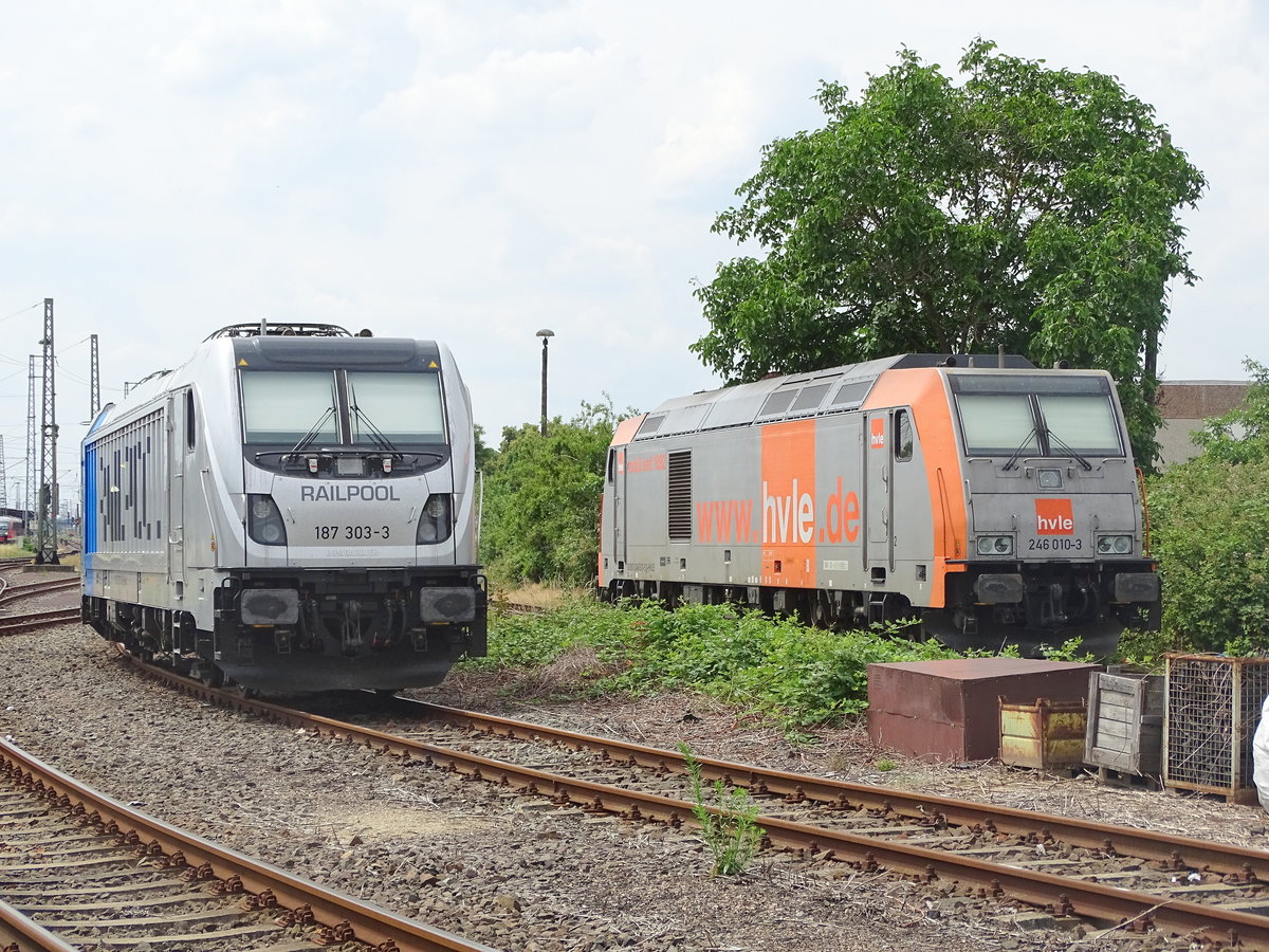Am 16.06.2018 standen die 187 303&246 010 in Stendal abgestellt.