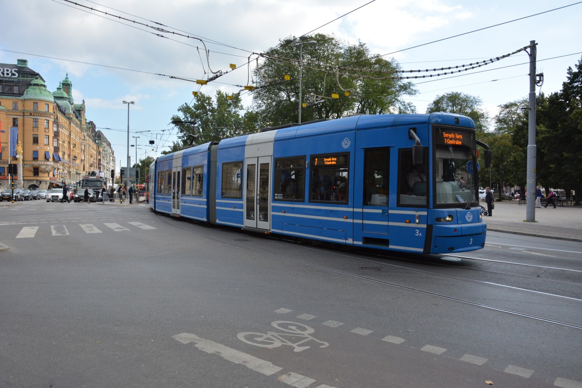 Am 16.09.2014 wurde diese Niederflurstraßenbahn in Stockholm aufgenommen. Zugnummer 3.