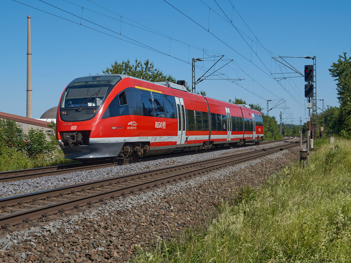 Am 1.6.2020 war 643 046 als Regionalbahn unterwegs von Koblenz nach