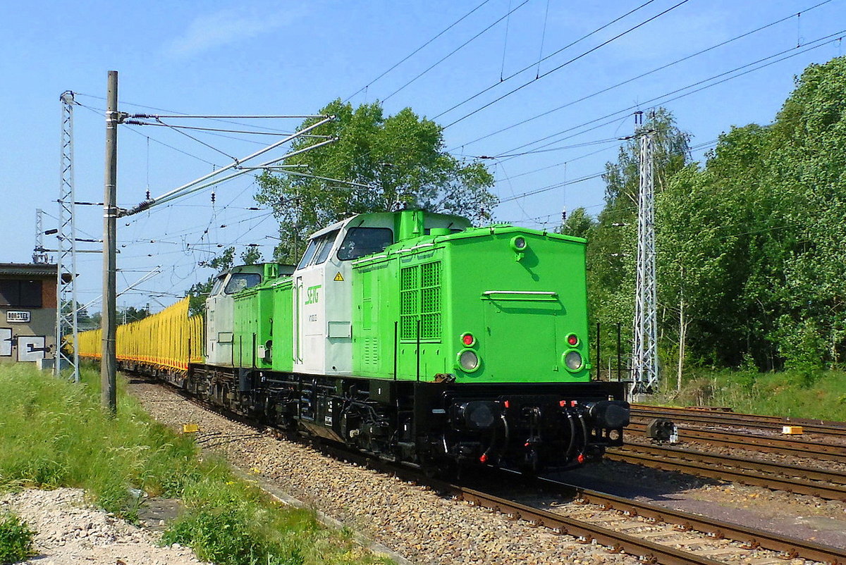  Am 17.05 .2018 fuhren die 202 494-1 und die   202 287-9    von der SETG   von Niedergörne nach Borstel  und den weiter in Richtung   Wischer .