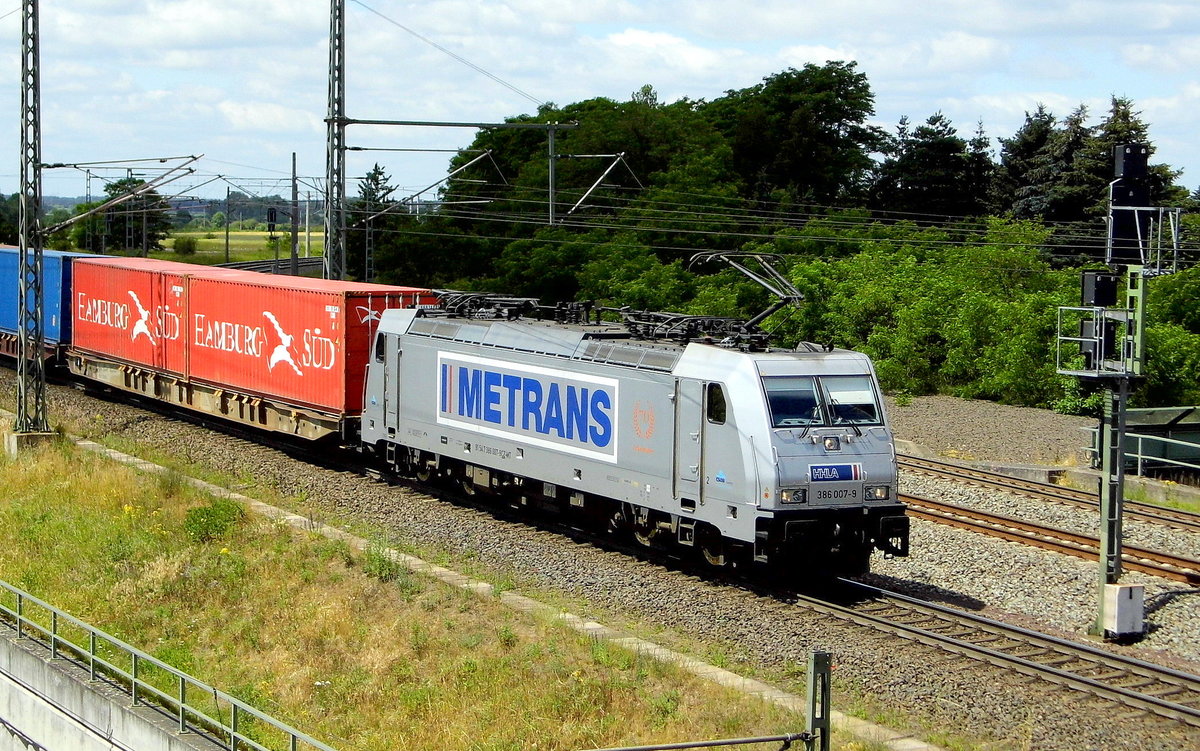 Am 17.06.2017 kam die 386 007-9 von METRANS aus Richtung Salzwedel und fuhr nach Stendal . 