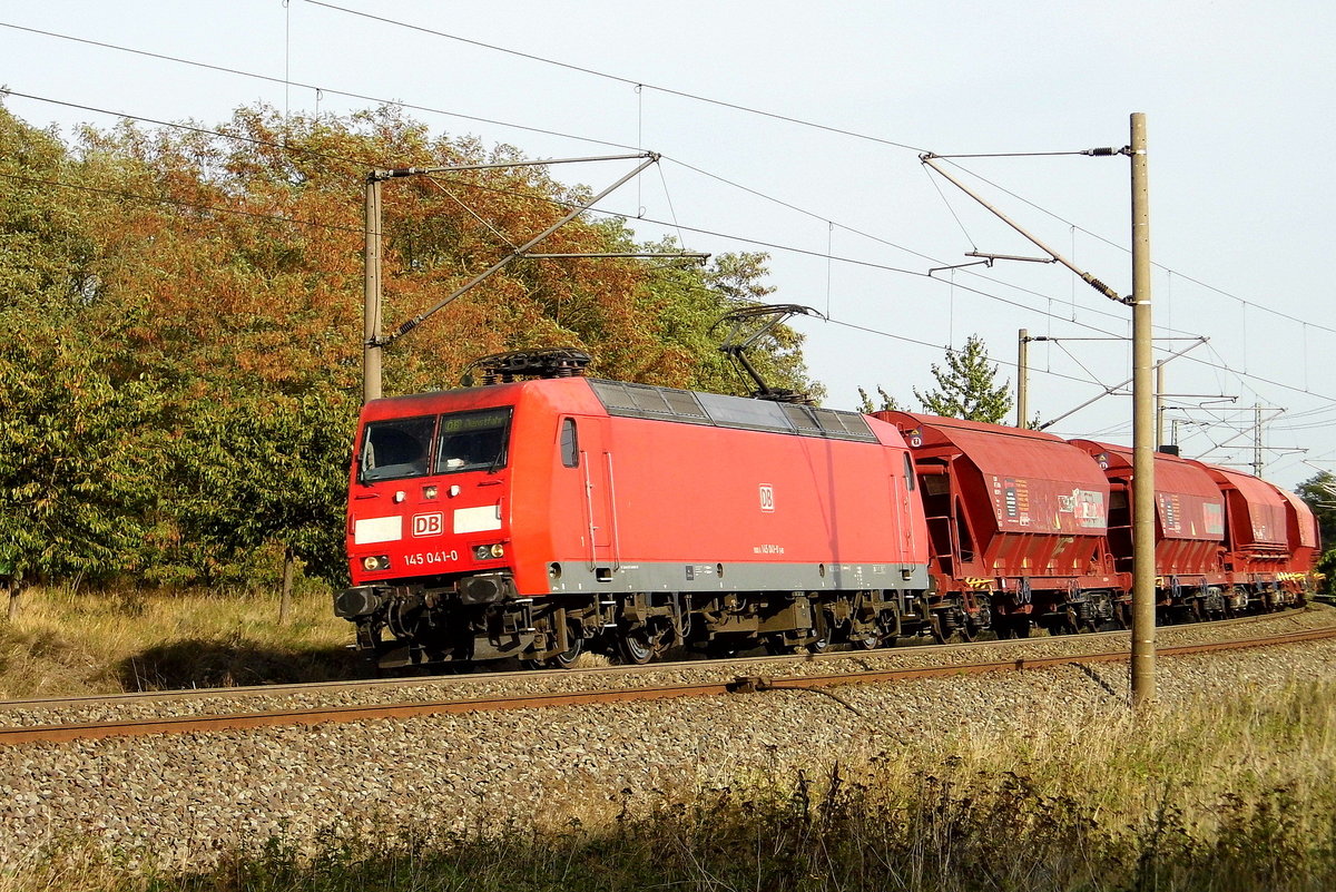 Am 17.09.2018 kam die 145 041-0 von DB Cargo Deutschland AG, aus Richtung Stendal und fuhr weiter nach Wittenberge .