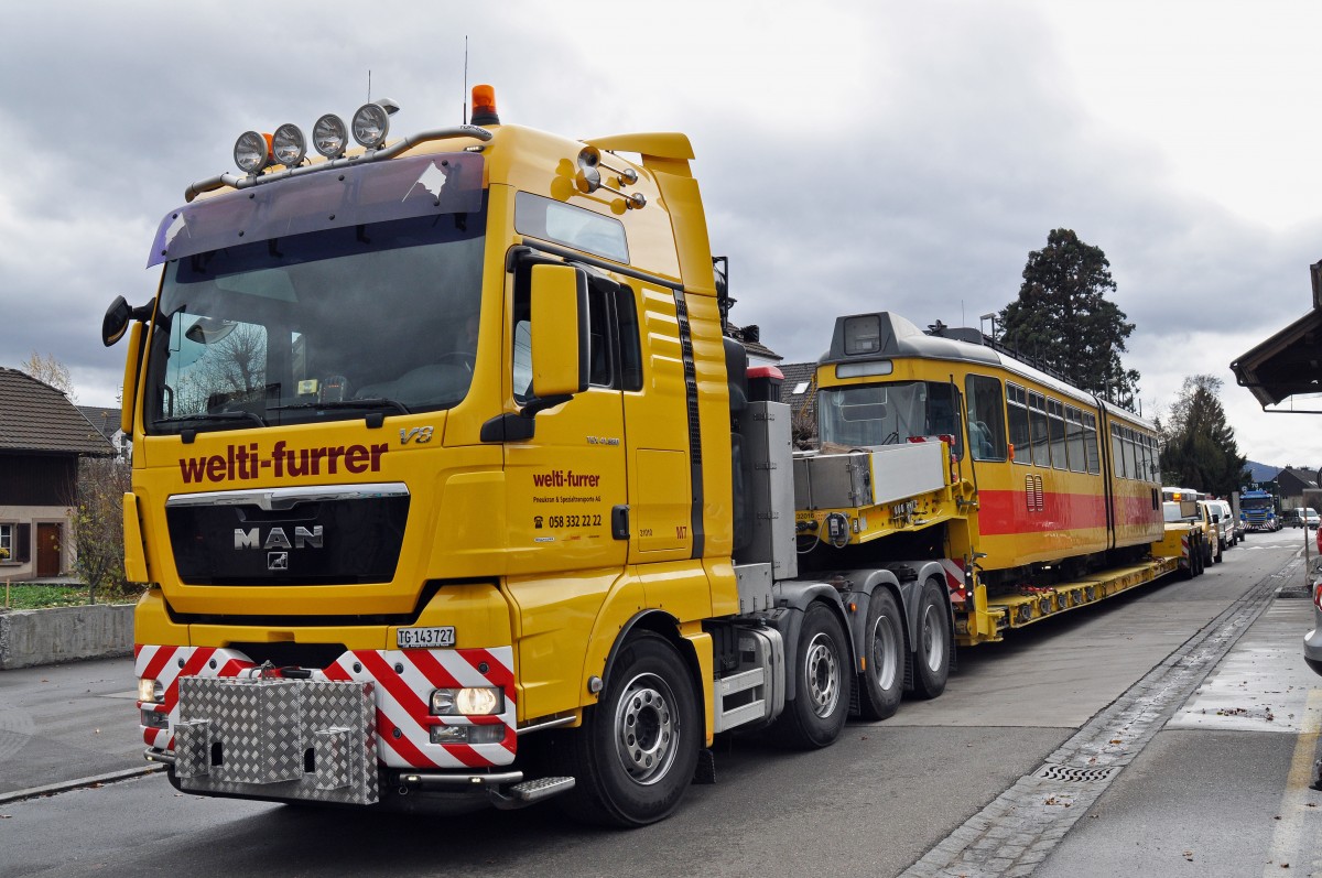 Am 17.11.2015 hat für den Be 4/6 110 der BLT die letzte Stunde geschlagen. Auf einem Tieflader wird der Wagen vom Depot Hüslimatt nach Kaiseraugst gefahren, wo er abgebrochen wird.