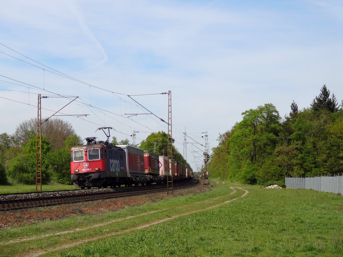 Am 17.4.14 durfte die 421 378 einen Klv über die Rheinbahn ziehen.
Aufgenommen bei Waghäusel. 