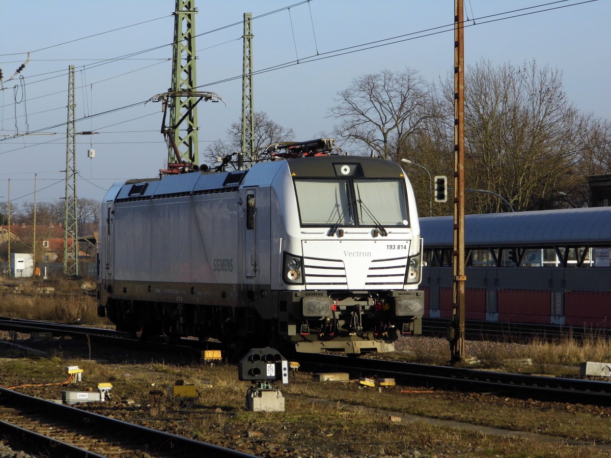 Am 18.02.2015 Rangierfahrt von der 193 814  von der SETG ( Railpool) in Stendal .