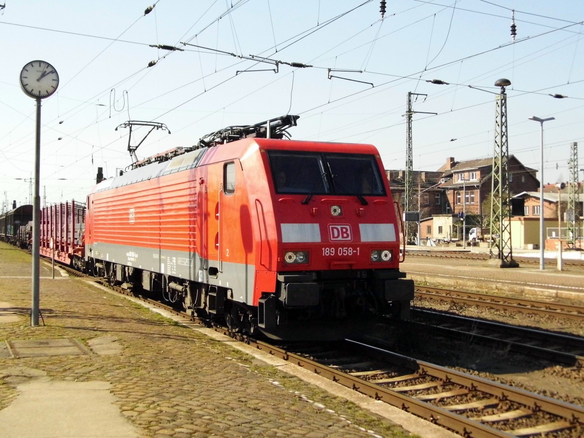 Am 18.03.2015 kam die 189 058-1 von der DB aus Richtung Hannover nach Stendal und fuhr weiter in Richtung Magdeburg . 