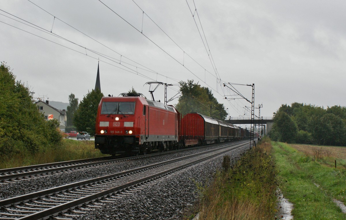 Am 18.09.13 fuhr 185 348-0 mit einen gemischten Gterzug Richtung Gemnden.