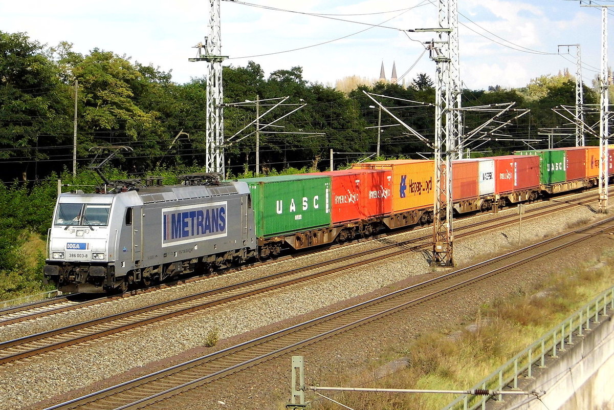 Am 18.09.2017 kam die 386 003-8 von METRANS aus Richtung Stendal und fuhr weiter in Richtung Wittenberge .