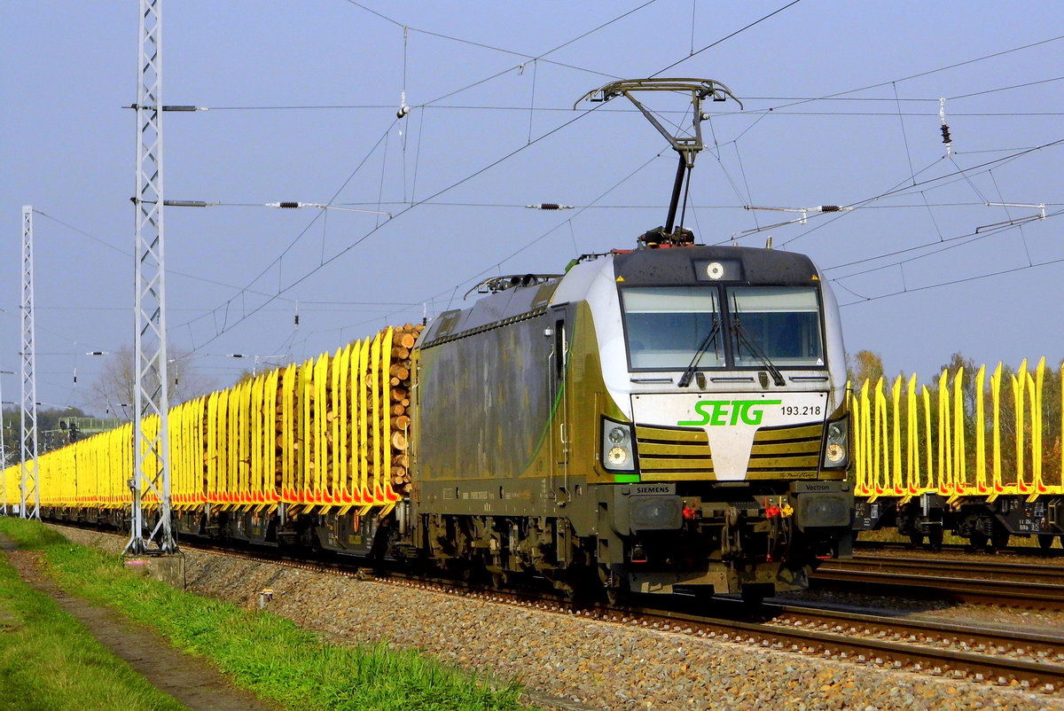 Am 18.10.2017 fuhr die 193 218-5 von der SETG (ELL) von Rostock nach Borstel .