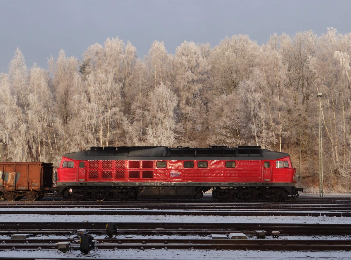 Am 18.12.13 war es in Marktredwitz wieder kalt. Zusehen ist die 233 176!