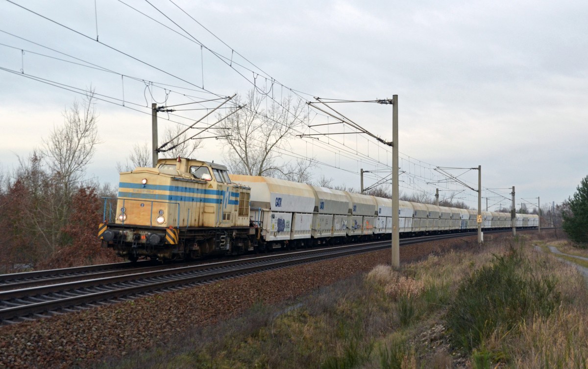 Am 18.12.14 zog 293 909 einen Kalkzug durch Petersroda Richtung Leipzig.