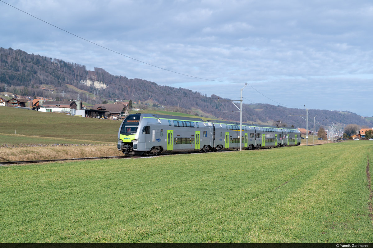 Am 19.02.2021 wurden mit BLS RABe 515 026 zwischen Belp und Burgistein Messfahrten im Gürbetal vorgenommen. Hier konnte ich eine der vielen Fahrten kurz vor Thurnen aufnehmen.
