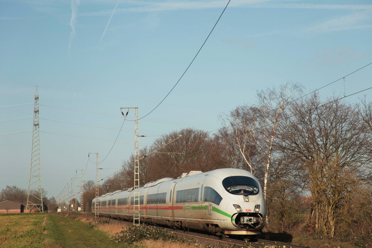 Am 21.02.2020 fuhr 406 003 Mannheim  als ICE105-Umleiter nach Basel SBB wegen Bauarbeiten bei Emmerich über Venlo und durchfährt hier Dülken.