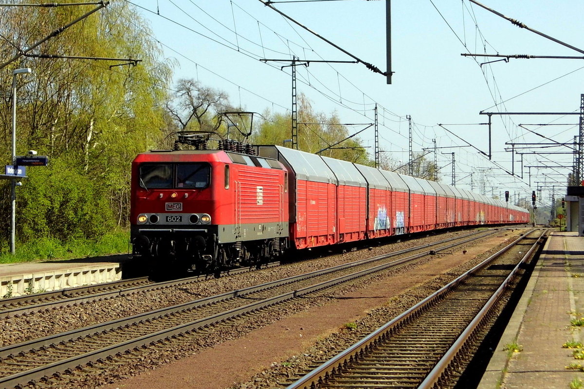 Am 21.04.2016 kam die MEG 602 (143 204) aus der Richtung Magdeburg nach Wefensleben und fuhr weiter in Richtung Helmstedt .