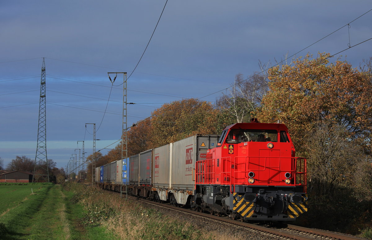Am 21.11.2020 zog RHKE 275 607 einen Containerzug richtung Viersen durch Viersen-Dülken. 
