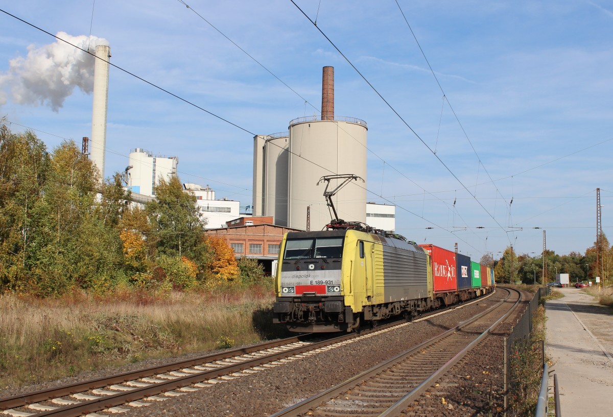 Am 22.Oktober 2013 war Dispo 189 931 mit einem Containerzug in Nordstemmen auf dem Weg Richtung Sden.