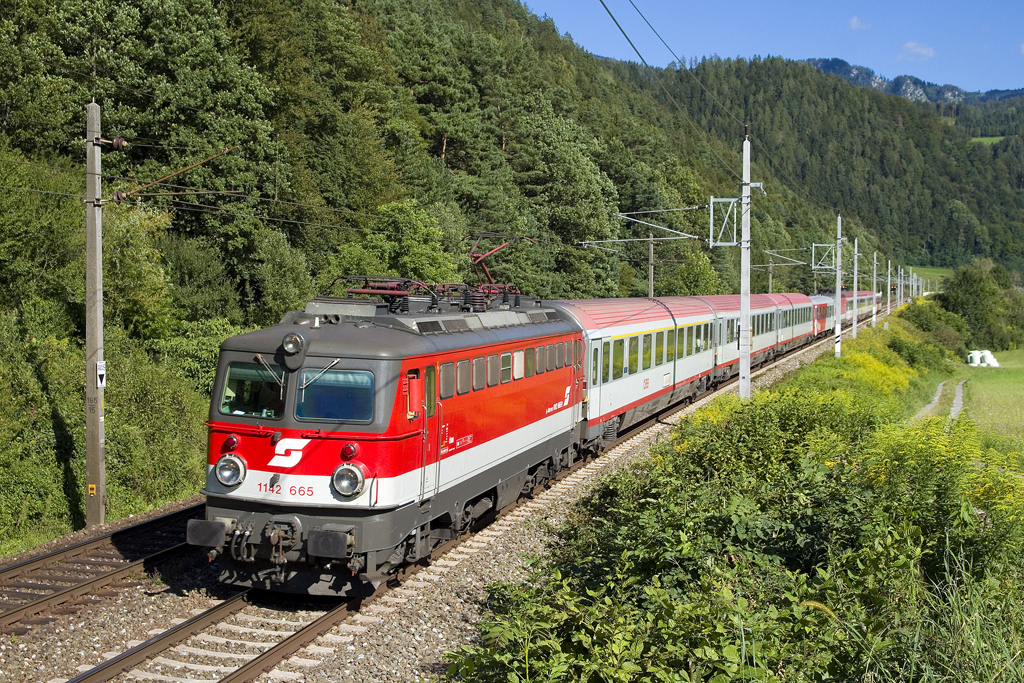 Am 23. August 2016 war am IC 610 die 1142 665 an der Zugspitze anzutreffen und konnte von mir bei Pernegg  erlegt  werden. 