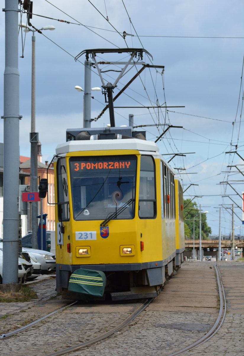 Am 23.06.2018 fuhr diese Tatra Tatra T6A2D  231  auf der Linie 3 durch Stettin.