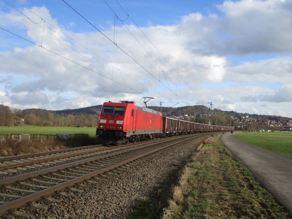 Am 23.1.2018 konnte ich die 185 268-0 mit einem Schrottwagen Güterzug auf der Remsbahn zwieschen Urbach bei Schorndorf und Plüderhausen Ablichten 