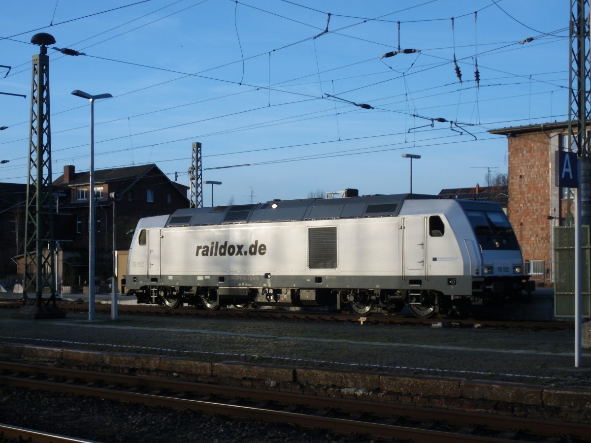 Am 23.12.2013 kam 76 102 von Raildox nach Stendal zur Abstellung.